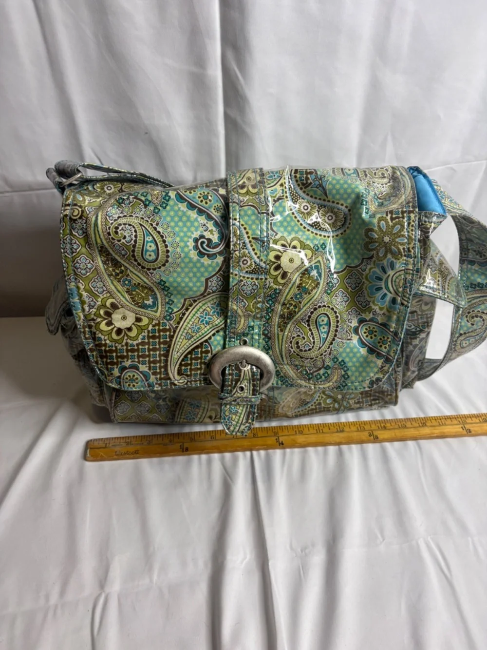 Kalencom New Orleans Toile Brown/Blue Adjustable Strap Diaper Bag w/Changing Mat